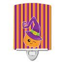 Halloween Pumpkin Witch Ceramic Night Light Compact, UL-Certified, Ideal for Bedroom, Bathroom, Nursery, Hallway, Kitchen, 6x4x3, Multicolor