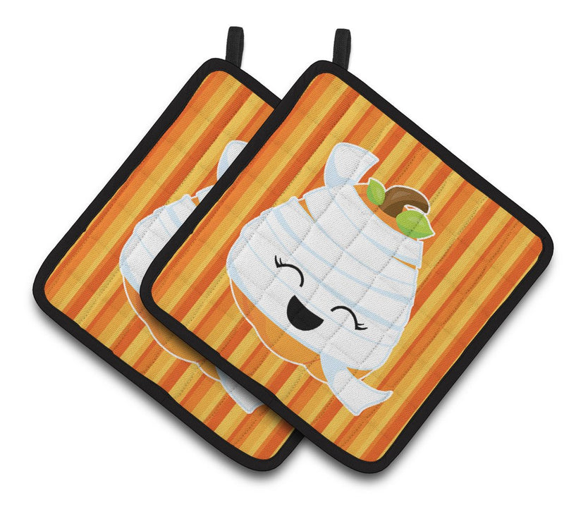 Halloween Pumpkin Mummy Pair of Pot Holders BB6968PTHD