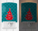 Christmas Tree Teal Red Ceramic Night Light Compact, UL-Certified, Ideal for Bedroom, Bathroom, Nursery, Hallway, Kitchen, 6x4x3, Multicolor