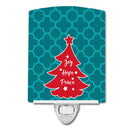 Christmas Tree Teal Red Ceramic Night Light Compact, UL-Certified, Ideal for Bedroom, Bathroom, Nursery, Hallway, Kitchen, 6x4x3, Multicolor
