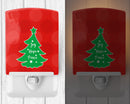 Christmas Tree Red Green Ceramic Night Light Compact, UL-Certified, Ideal for Bedroom, Bathroom, Nursery, Hallway, Kitchen, 6x4x3, Multicolor