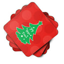 Christmas Tree Red Green Foam Coasters Set of 4 Cup Coasters for Indoor Outdoor, Tabletop Protection, Anti Slip, Mouse pad Material