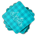 Christmas Tree Reindeer Blue Foam Coasters Set of 4 Cup Coasters for Indoor Outdoor, Tabletop Protection, Anti Slip, Mouse pad Material