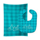 Christmas Tree Reindeer Blue Baby Bib & Burp Cloth Easy-Clean Baby Bib Baby Feeding Accessory Baby Mealtime Essential