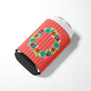 Christmas Wreath Presents Can or Bottle Hugger Cooler Sleeve for Standard 12 oz Cans, Insulated Foam Beer & Soda Can Hugger Reusable