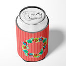 Christmas Wreath Presents Can or Bottle Hugger Cooler Sleeve for Standard 12 oz Cans, Insulated Foam Beer & Soda Can Hugger Reusable