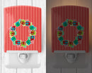 Christmas Wreath Presents Ceramic Night Light Compact, UL-Certified, Ideal for Bedroom, Bathroom, Nursery, Hallway, Kitchen, 6x4x3, Multicolor