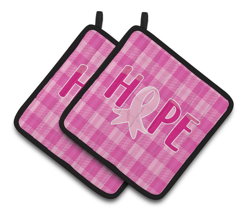 Breast Cancer Awareness Ribbon Hope Pair of Pot Holders BB6981PTHD