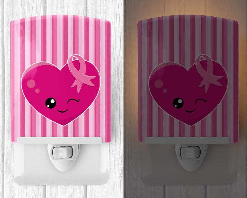 Breast Cancer Awareness Ribbon Heart Ceramic Night Light BB6982CNL