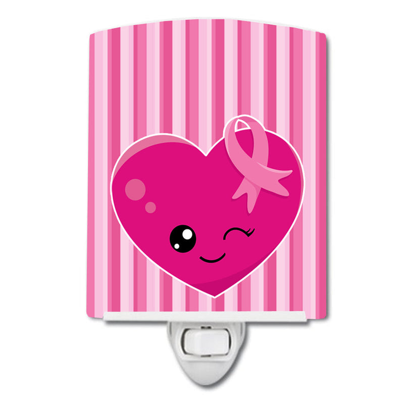 Breast Cancer Awareness Ribbon Heart Ceramic Night Light BB6982CNL