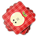 Apple Face Foam Coasters Set of 4 Cup Coasters for Indoor Outdoor, Tabletop Protection, Anti Slip, Mouse pad Material