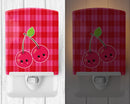 Cherry Faces Ceramic Night Light Compact, UL-Certified, Ideal for Bedroom, Bathroom, Nursery, Hallway, Kitchen, 6x4x3, Multicolor