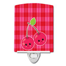 Cherry Faces Ceramic Night Light Compact, UL-Certified, Ideal for Bedroom, Bathroom, Nursery, Hallway, Kitchen, 6x4x3, Multicolor