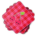 Cherry Faces Foam Coasters Set of 4 Cup Coasters for Indoor Outdoor, Tabletop Protection, Anti Slip, Mouse pad Material