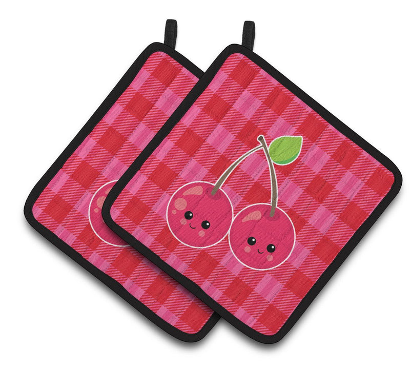 Cherry Faces Pair of Pot Holders BB6985PTHD