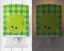Lime Face Ceramic Night Light Compact, UL-Certified, Ideal for Bedroom, Bathroom, Nursery, Hallway, Kitchen, 6x4x3, Multicolor