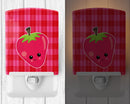 Strawberry Face Ceramic Night Light Compact, UL-Certified, Ideal for Bedroom, Bathroom, Nursery, Hallway, Kitchen, 6x4x3, Multicolor
