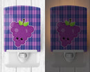 Grape Face Ceramic Night Light Compact, UL-Certified, Ideal for Bedroom, Bathroom, Nursery, Hallway, Kitchen, 6x4x3, Multicolor