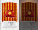 Fireman's Hat Ceramic Night Light Compact, UL-Certified, Ideal for Bedroom, Bathroom, Nursery, Hallway, Kitchen, 6x4x3, Multicolor