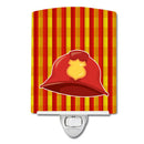 Fireman's Hat Ceramic Night Light Compact, UL-Certified, Ideal for Bedroom, Bathroom, Nursery, Hallway, Kitchen, 6x4x3, Multicolor