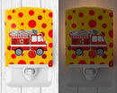 Fireman's Firetruck Ceramic Night Light Compact, UL-Certified, Ideal for Bedroom, Bathroom, Nursery, Hallway, Kitchen, 6x4x3, Multicolor