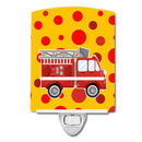 Fireman's Firetruck Ceramic Night Light Compact, UL-Certified, Ideal for Bedroom, Bathroom, Nursery, Hallway, Kitchen, 6x4x3, Multicolor