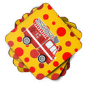 Fireman's Firetruck Foam Coasters Set of 4 Cup Coasters for Indoor Outdoor, Tabletop Protection, Anti Slip, Mouse pad Material