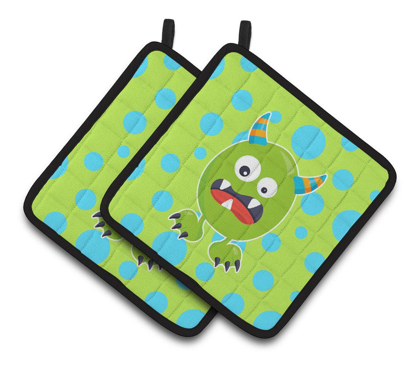 Little Monster Greenie Doodle Pair of Pot Holders BB7003PTHD