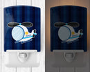 Police Helicopter Ceramic Night Light Compact, UL-Certified, Ideal for Bedroom, Bathroom, Nursery, Hallway, Kitchen, 6x4x3, Multicolor