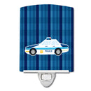 Police Car Ceramic Night Light Compact, UL-Certified, Ideal for Bedroom, Bathroom, Nursery, Hallway, Kitchen, 6x4x3, Multicolor