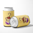 Monkey Reading Can or Bottle Hugger Cooler Sleeve for Standard 12 oz Cans, Insulated Foam Beer & Soda Can Hugger Reusable