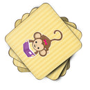 Monkey Reading Foam Coasters Set of 4 Cup Coasters for Indoor Outdoor, Tabletop Protection, Anti Slip, Mouse pad Material