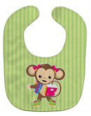 Monkey Going to School Baby Bib Easy-Clean Baby Bib Baby Feeding Accessory Baby Mealtime Essential, 10 x 13, Multicolor