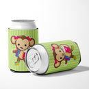 Monkey Going to School Can or Bottle Hugger Cooler Sleeve for Standard 12 oz Cans, Insulated Foam Beer & Soda Can Hugger Reusable