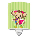 Monkey Going to School Ceramic Night Light Compact, UL-Certified, Ideal for Bedroom, Bathroom, Nursery, Hallway, Kitchen, 6x4x3, Multicolor