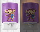 Monkey with Backpack Ceramic Night Light Compact, UL-Certified, Ideal for Bedroom, Bathroom, Nursery, Hallway, Kitchen, 6x4x3, Multicolor