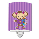 Monkey with Backpack Ceramic Night Light Compact, UL-Certified, Ideal for Bedroom, Bathroom, Nursery, Hallway, Kitchen, 6x4x3, Multicolor