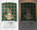 Monkey Ceramic Night Light Compact, UL-Certified, Ideal for Bedroom, Bathroom, Nursery, Hallway, Kitchen, 6x4x3, Multicolor