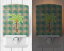 Palm Tree Ceramic Night Light Compact, UL-Certified, Ideal for Bedroom, Bathroom, Nursery, Hallway, Kitchen, 6x4x3, Multicolor