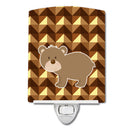 Bear Ceramic Night Light Compact, UL-Certified, Ideal for Bedroom, Bathroom, Nursery, Hallway, Kitchen, 6x4x3, Multicolor