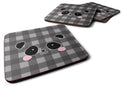 Panda Bear Face Foam Coasters Set of 4 Cup Coasters for Indoor Outdoor, Tabletop Protection, Anti Slip, Mouse pad Material