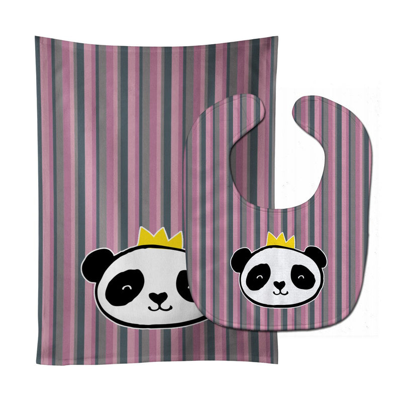 Panda Bear Queen Baby Bib & Burp Cloth BB7037STBU