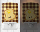 Buttered Toast Face Ceramic Night Light Compact, UL-Certified, Ideal for Bedroom, Bathroom, Nursery, Hallway, Kitchen, 6x4x3, Multicolor