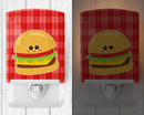 Hamburger Face Ceramic Night Light Compact, UL-Certified, Ideal for Bedroom, Bathroom, Nursery, Hallway, Kitchen, 6x4x3, Multicolor