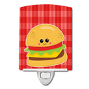 Hamburger Face Ceramic Night Light Compact, UL-Certified, Ideal for Bedroom, Bathroom, Nursery, Hallway, Kitchen, 6x4x3, Multicolor