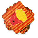 French Fries Face Foam Coasters Set of 4 Cup Coasters for Indoor Outdoor, Tabletop Protection, Anti Slip, Mouse pad Material