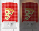 Slice of Pizza Ceramic Night Light Compact, UL-Certified, Ideal for Bedroom, Bathroom, Nursery, Hallway, Kitchen, 6x4x3, Multicolor