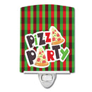 Pizza Party Ceramic Night Light Compact, UL-Certified, Ideal for Bedroom, Bathroom, Nursery, Hallway, Kitchen, 6x4x3, Multicolor