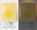 Sunshine Sun on Stripes Ceramic Night Light Compact, UL-Certified, Ideal for Bedroom, Bathroom, Nursery, Hallway, Kitchen, 6x4x3, Multicolor