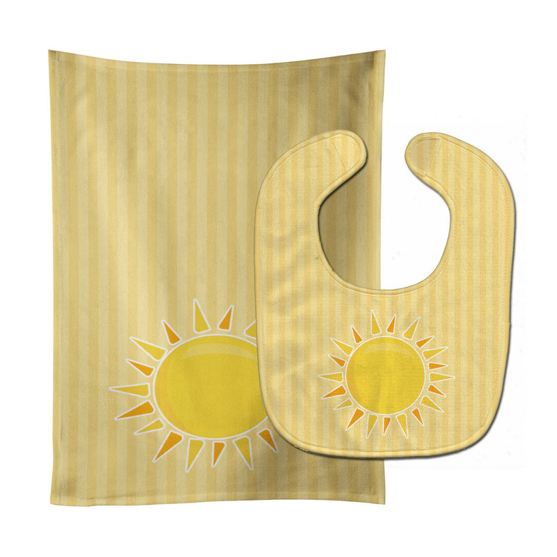 Sunshine Sun on Stripes Baby Bib & Burp Cloth BB7066STBU